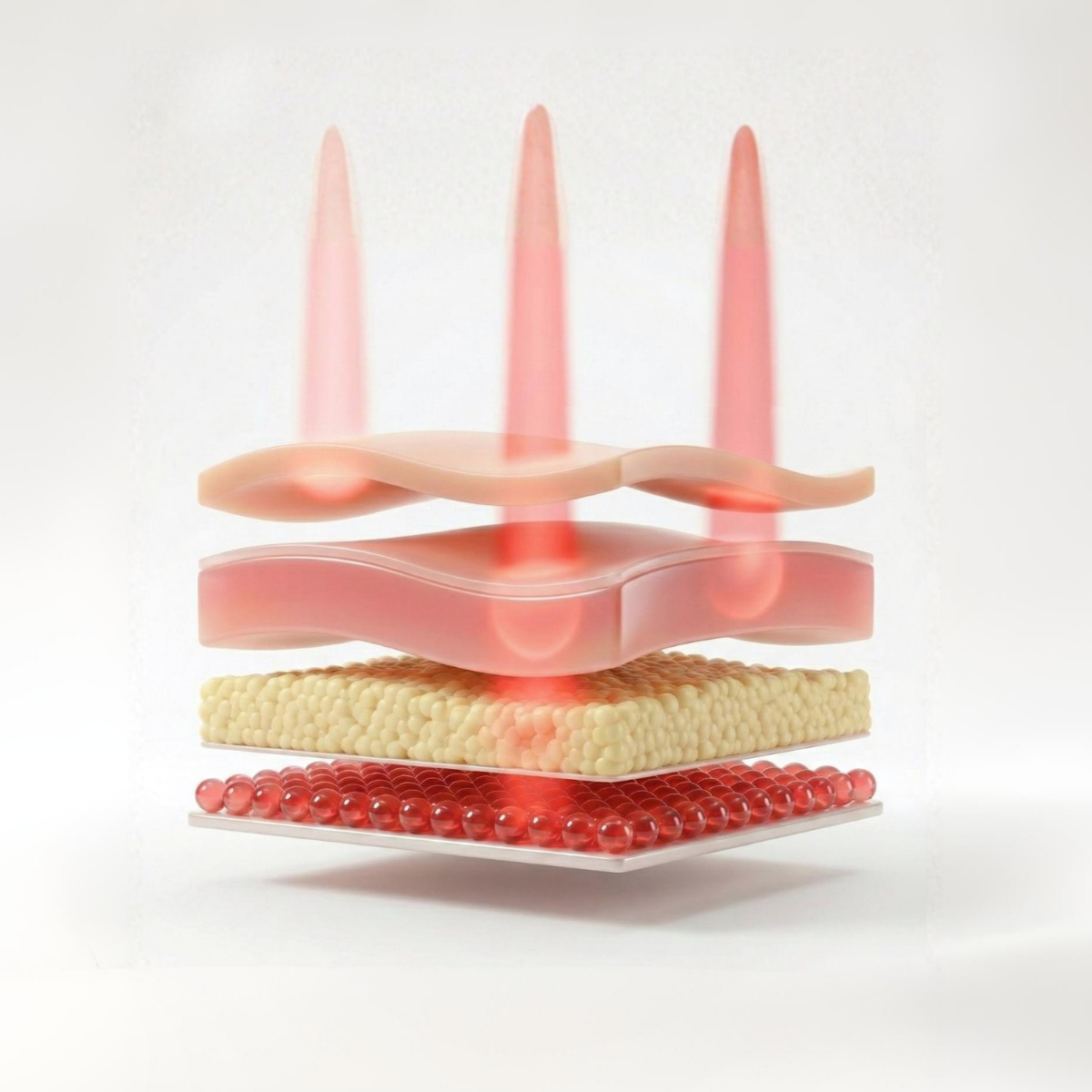 Illustration of light working through skin layers